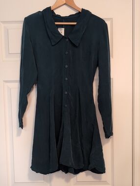 Vintage Rampage Dark Teal Long-Sleeve Button-Front Romper